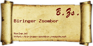 Biringer Zsombor névjegykártya